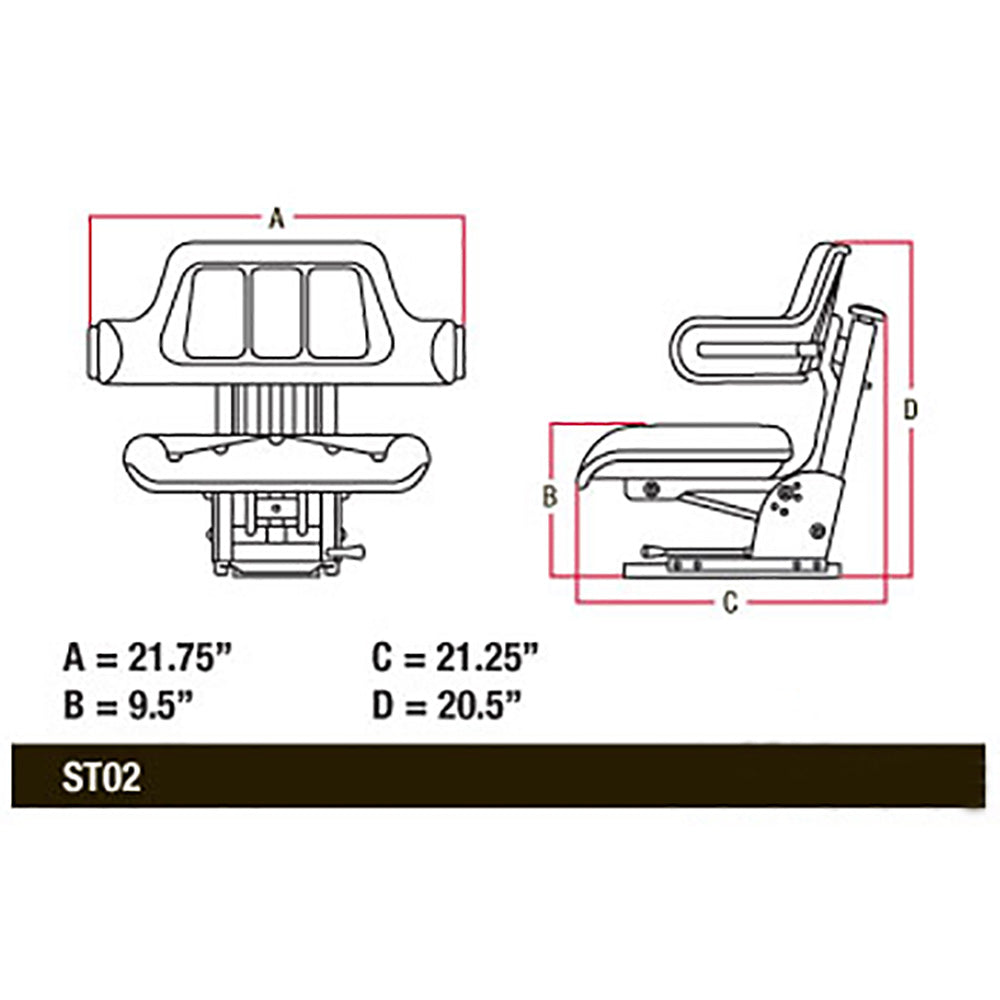 Suspension Wrap Around Seat Replaces W222YL Fits John Deere 1020 1640 3130 3140