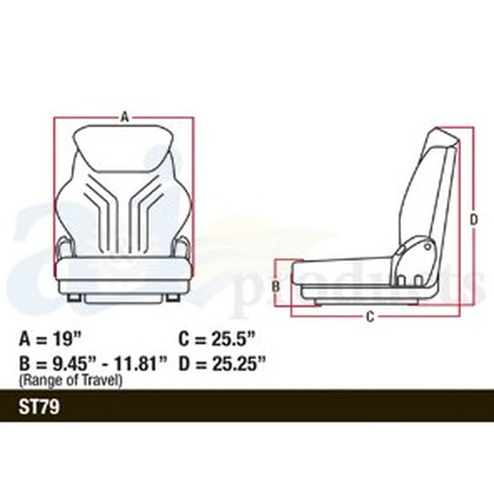 MSG95GGRC-ASSY Grammer Air Ride Charcoal Grey Seat Fits Case-IH Fits Massey Ferg