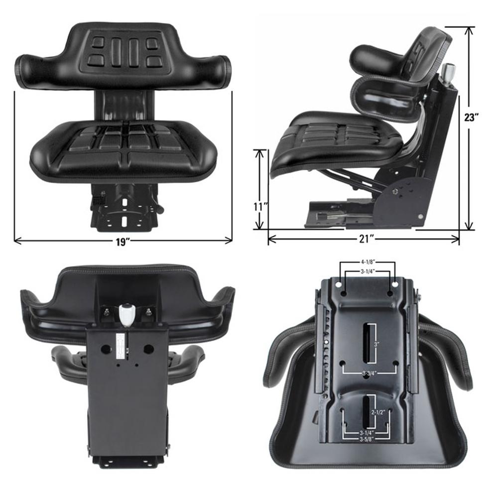 Tractor Seat with Backrest Black