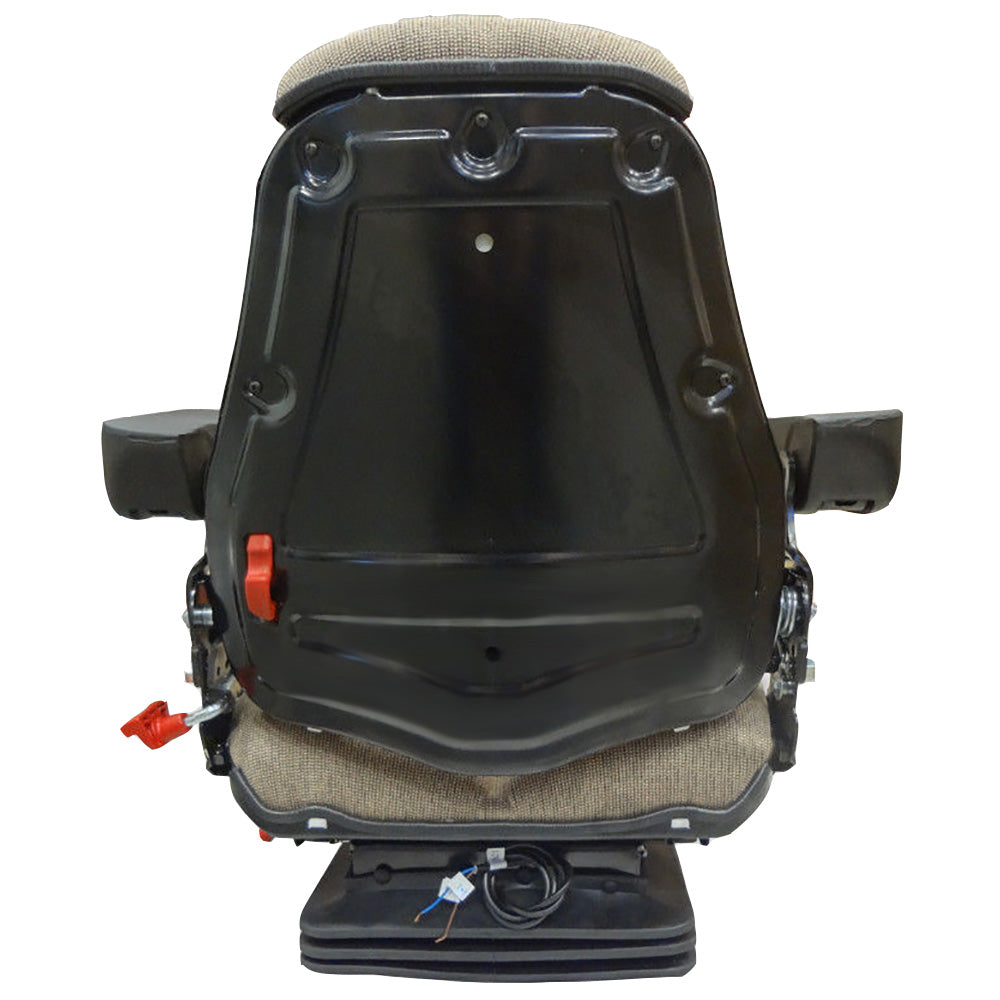 Air Ride Tractor Seat Assembly Head Rest Armrests Lumbar Brown Fabric FAA1220