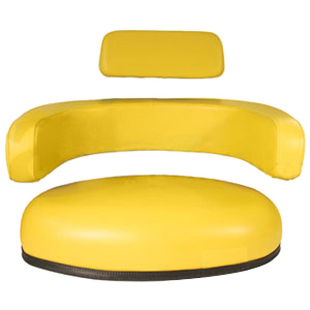 3-pc Yellow Seat Cushion Set (Steel Back) Fits John Deere Replaces AR30790