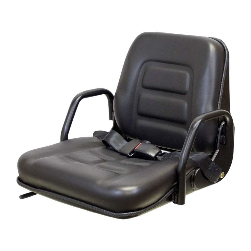 Black Vinyl Seat with Fold-Down Back Cushion 355202BK Fits ZTRs Forklifts & More