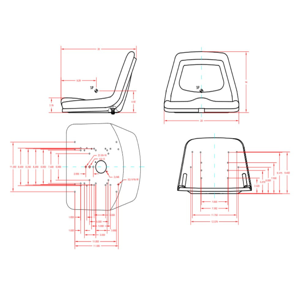 Blue Seat Fits Ford 1200 1300 1500 1510 1600 1700 1710 1900 1910 Compact Tractor