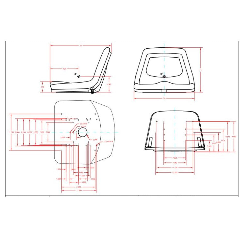 Black Deluxe High-Back Steel Pan Seat Fits Universal Products Replaces 135001BK