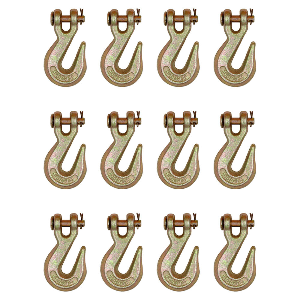 (12 pack) 5/16" Clevis Grab Hook Wrecker Chain Tow Tie Down Flatbed