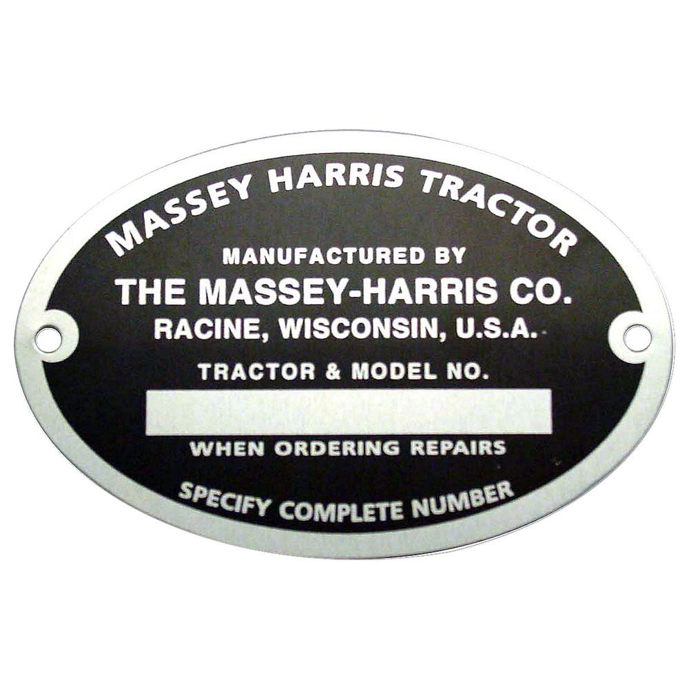 MHS058 Serial Number Tag With Rivets Fits Massey Harris