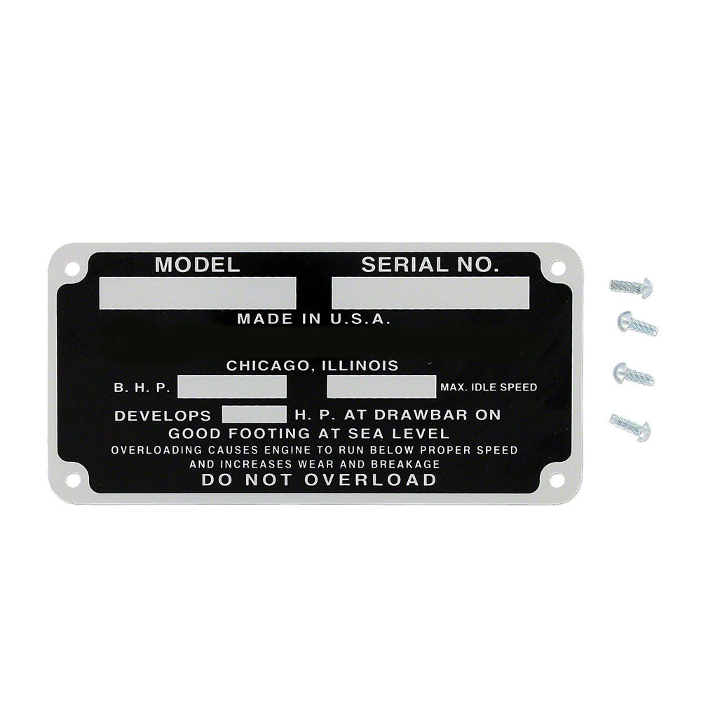 IHS762 Serial Number Tag - Fits International W30, W40, F12, F14, F20, F30