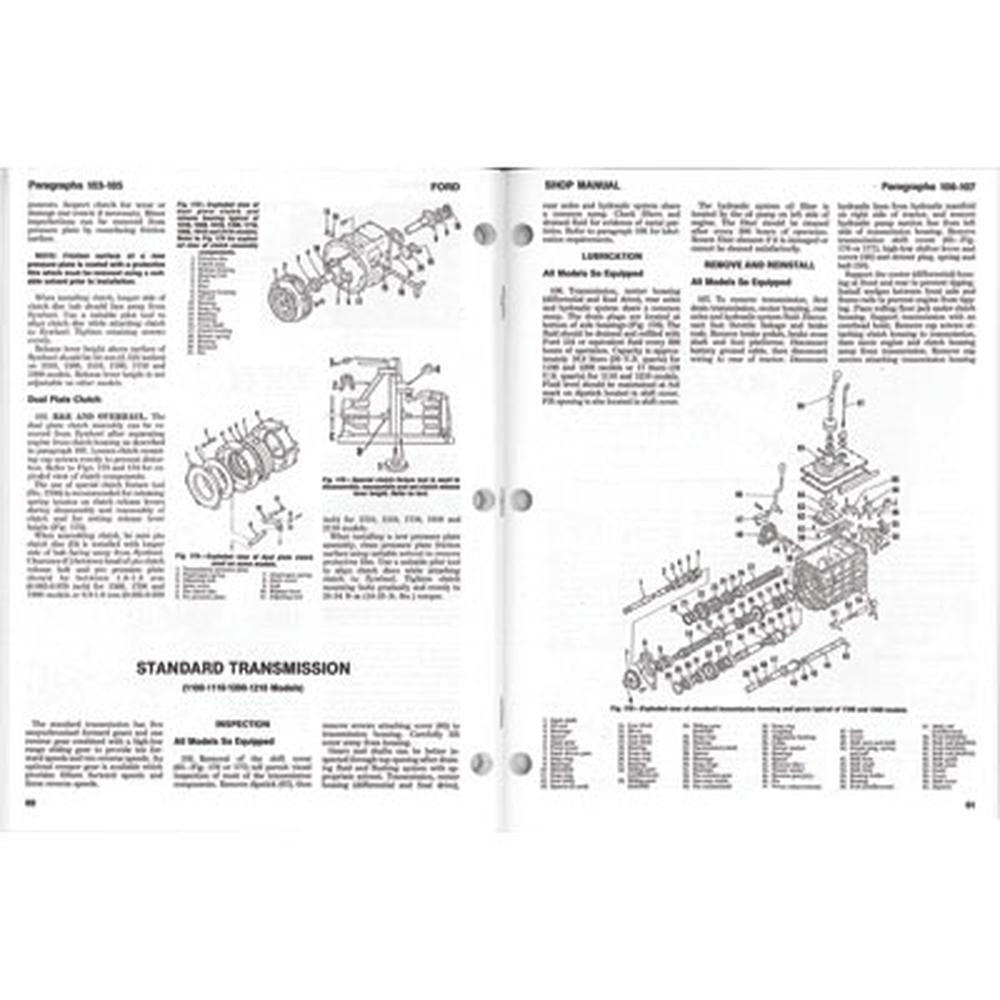 Shop Manual Fits Ford 1100 1110 1200 1210 1300 1310 1500 1510 1700 1710 1900 191