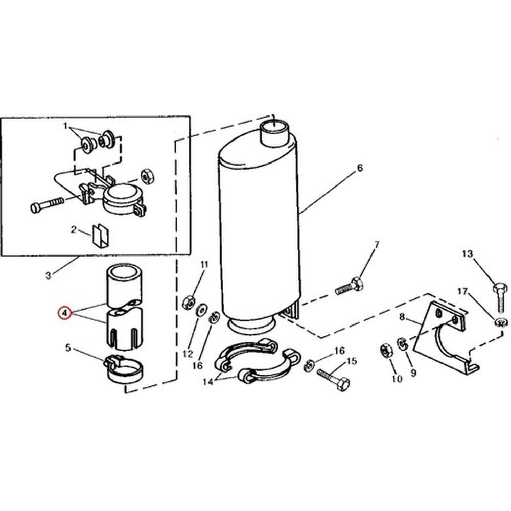 T35879 Exhaust Pipe Fits John Deere 444 450D 455D 450E 455E 550 544A 544 544B