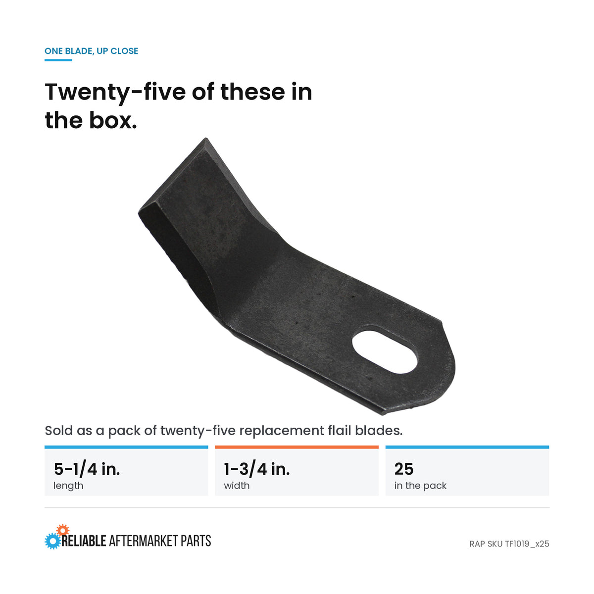 Qty. 25: Flail Mower Blades Fits Tiger Replaces TF1019