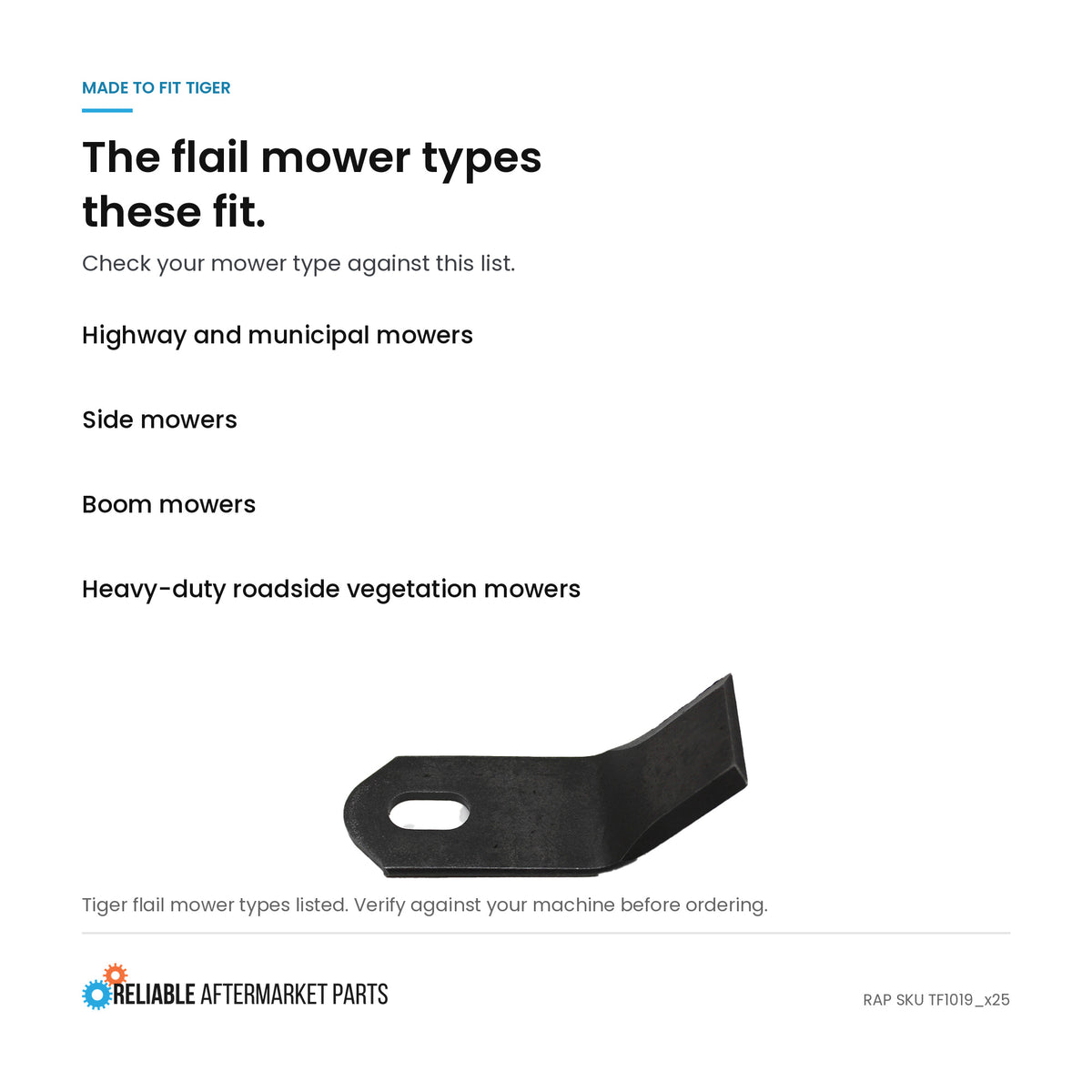 Qty. 25: Flail Mower Blades Fits Tiger Replaces TF1019