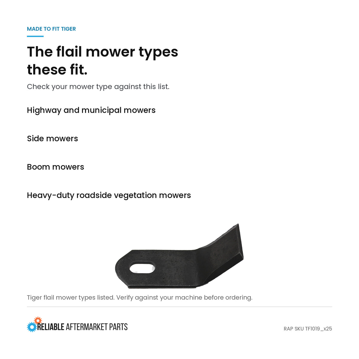 Pack of (25) Aftermarket TF1019 Flail Blades Fits Tiger Highway Mowers
