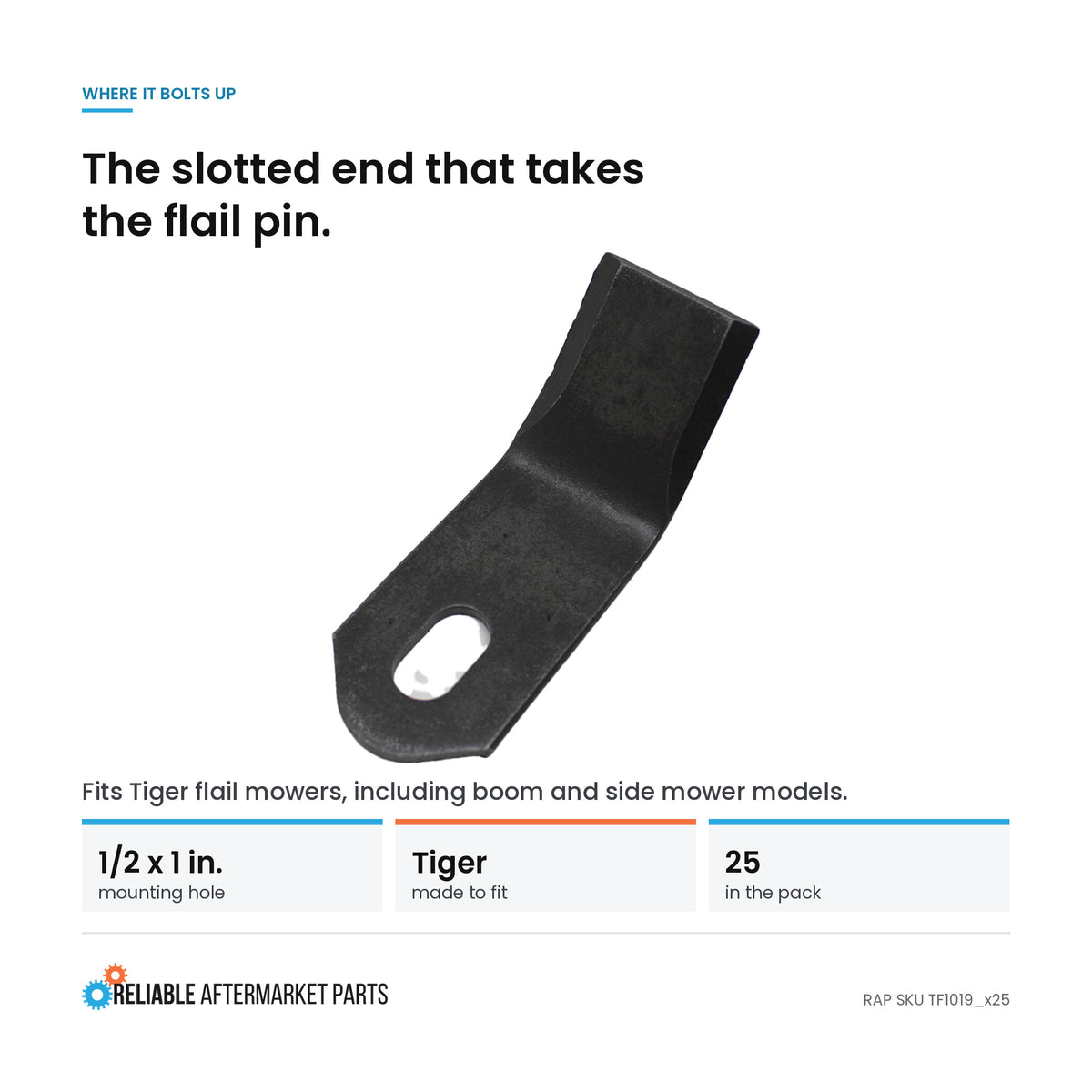 Qty. 25: Flail Mower Blades Fits Tiger Replaces TF1019