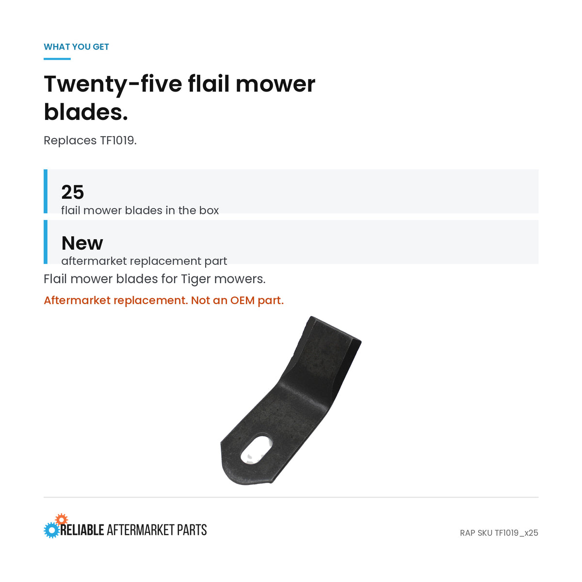 Qty. 25: Flail Mower Blades Fits Tiger Replaces TF1019