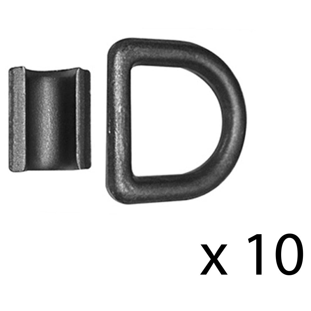 Ten (x10) Black Bolt-On D-Rings 1/2" Diameter 12,000-Lb Capacity, 4,000-Lb Work Load Rating