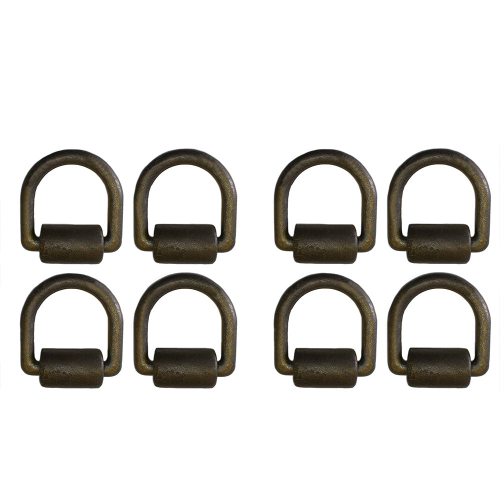 (8) Black Weld On 1" D Ring w/ Brkt Clip Trailer Tow Truck Towing Chain Tie Down