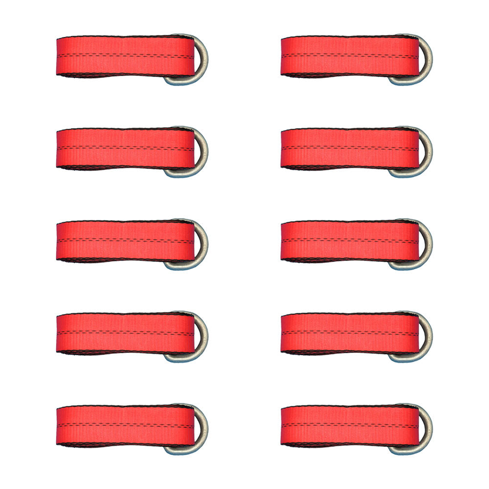 Qty 10: Heavy Duty Lasso/Wheel Lift Straps (Red) Fits Universal Replaces N/A