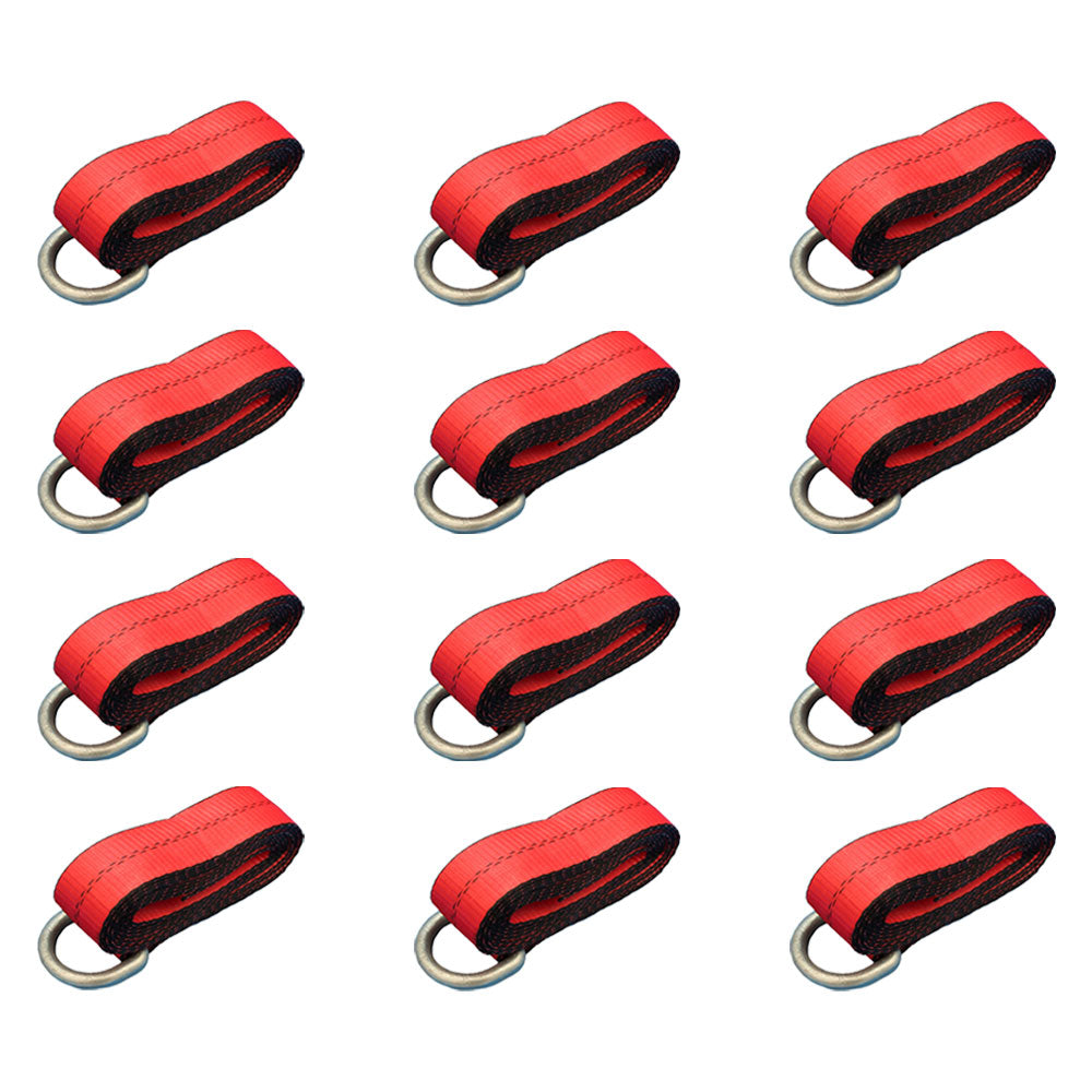 Qty 12: Heavy Duty Lasso/Wheel Lift Straps (Red) Fits Universal Replaces N/A