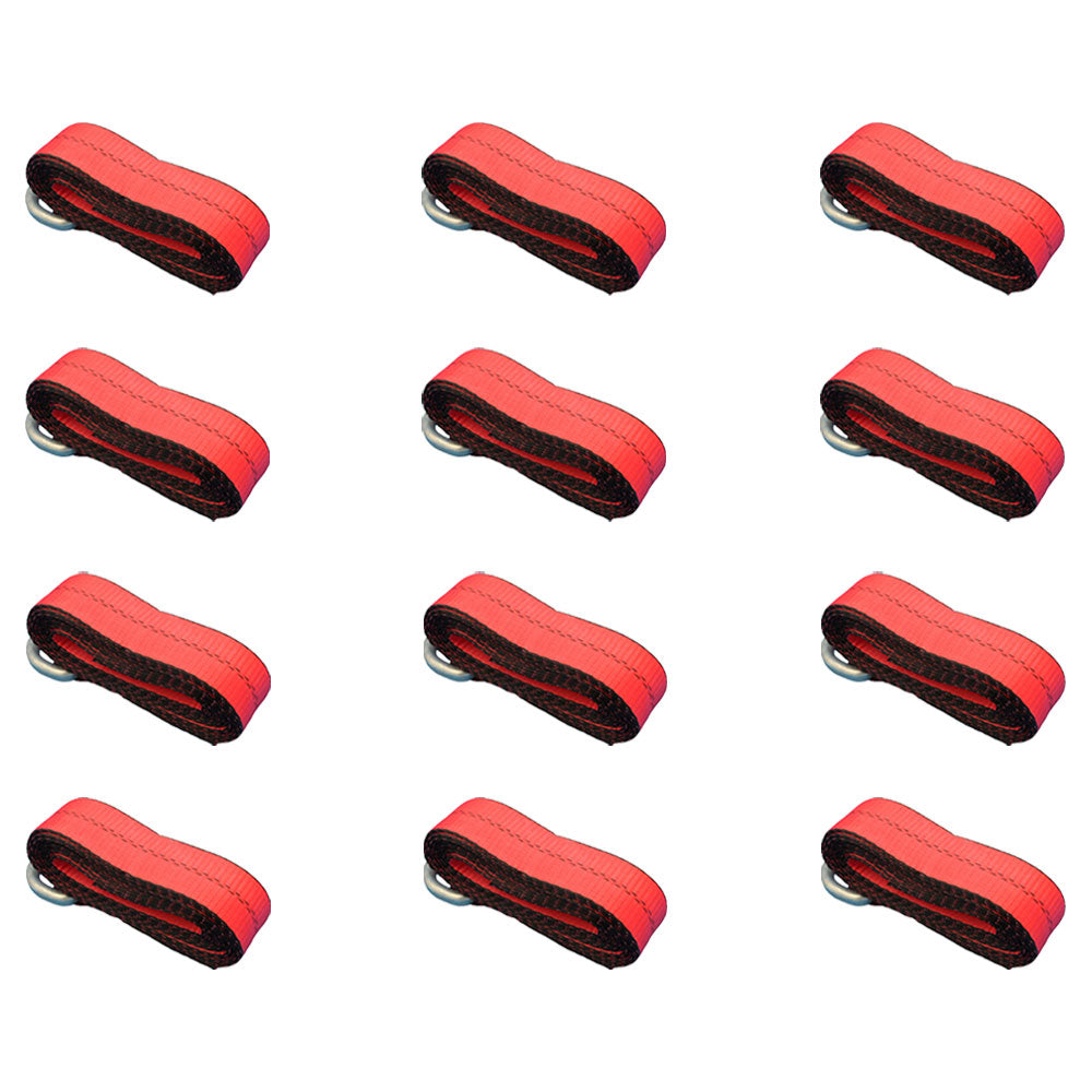 Qty 12: Heavy Duty Lasso/Wheel Lift Straps (Red) Fits Universal Replaces N/A