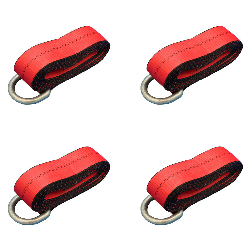 Qty 4: Heavy Duty Lasso/Wheel Lift Straps (Red) Fits Universal Replaces N/A