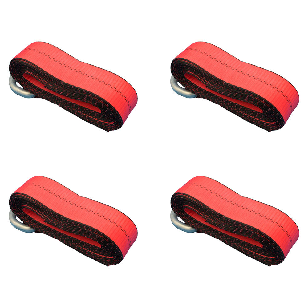 (4) Car Hauler Lasso Wheel Tie Down Straps 12' w/ D-Ring for Tow Dolly Tow Truck