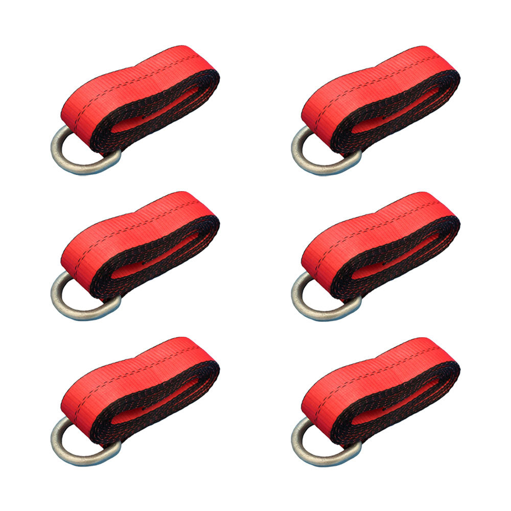Qty 6: Heavy Duty Lasso/Wheel Lift Straps (Red) Fits Universal Replaces N/A