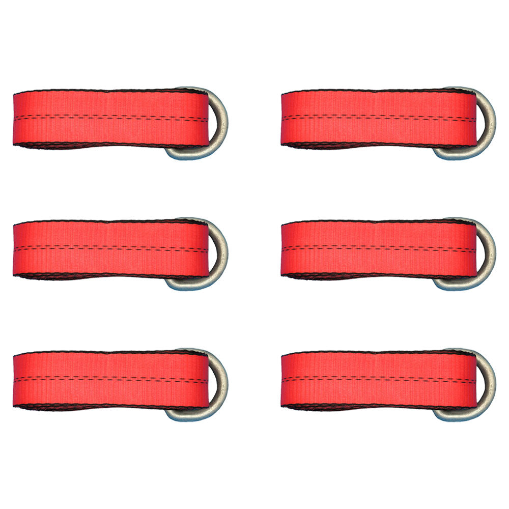 Qty 6: Heavy Duty Lasso/Wheel Lift Straps (Red) Fits Universal Replaces N/A