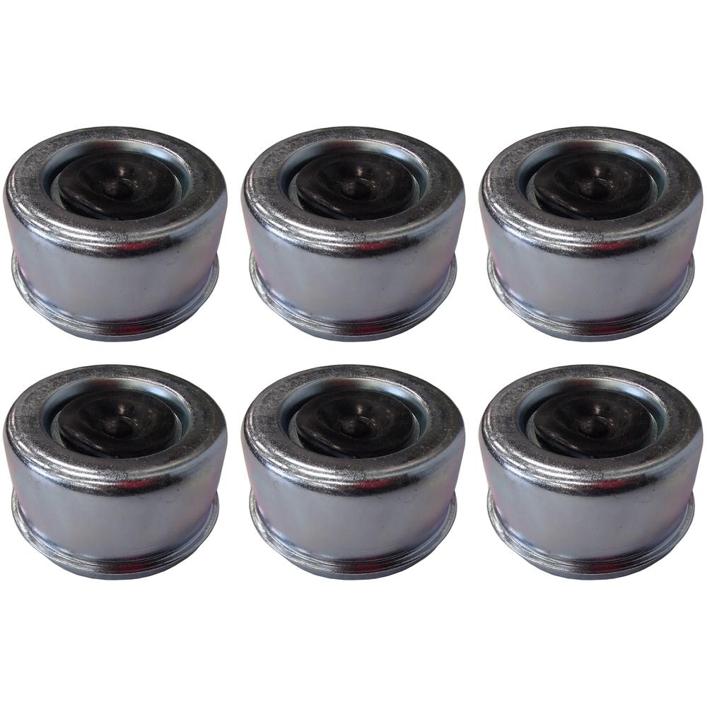 Six (6) New Aftermarket Replacement Trailer Dust Cover Grease Caps w/ Plug