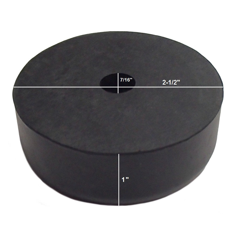 (1) Black Rubber Bumper for Cargo Trailer Rear Ramp Door Stop 2.5" Round 1" Tall