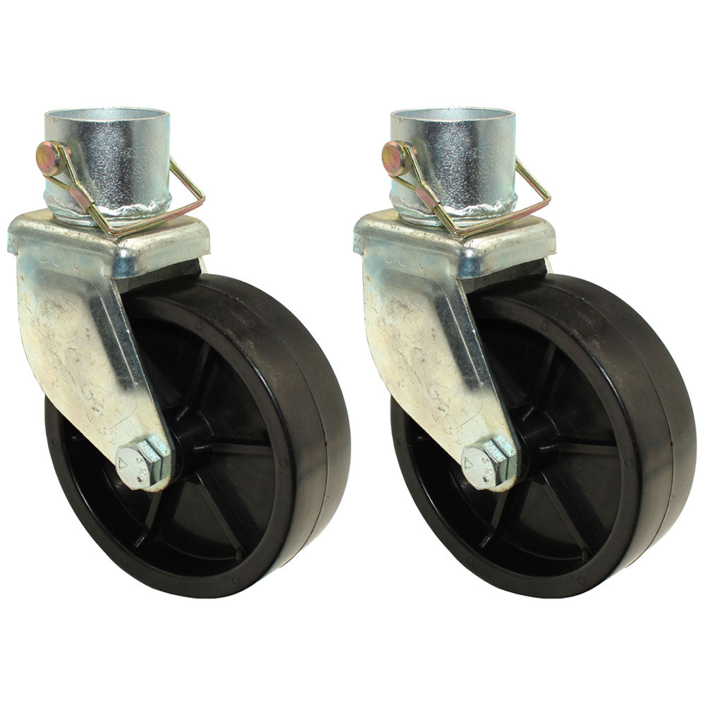 Two (2) 6" Trailer Swirl Jack Caster Wheels w/ Safety Pin 1200 lbs - Boat Hitch
