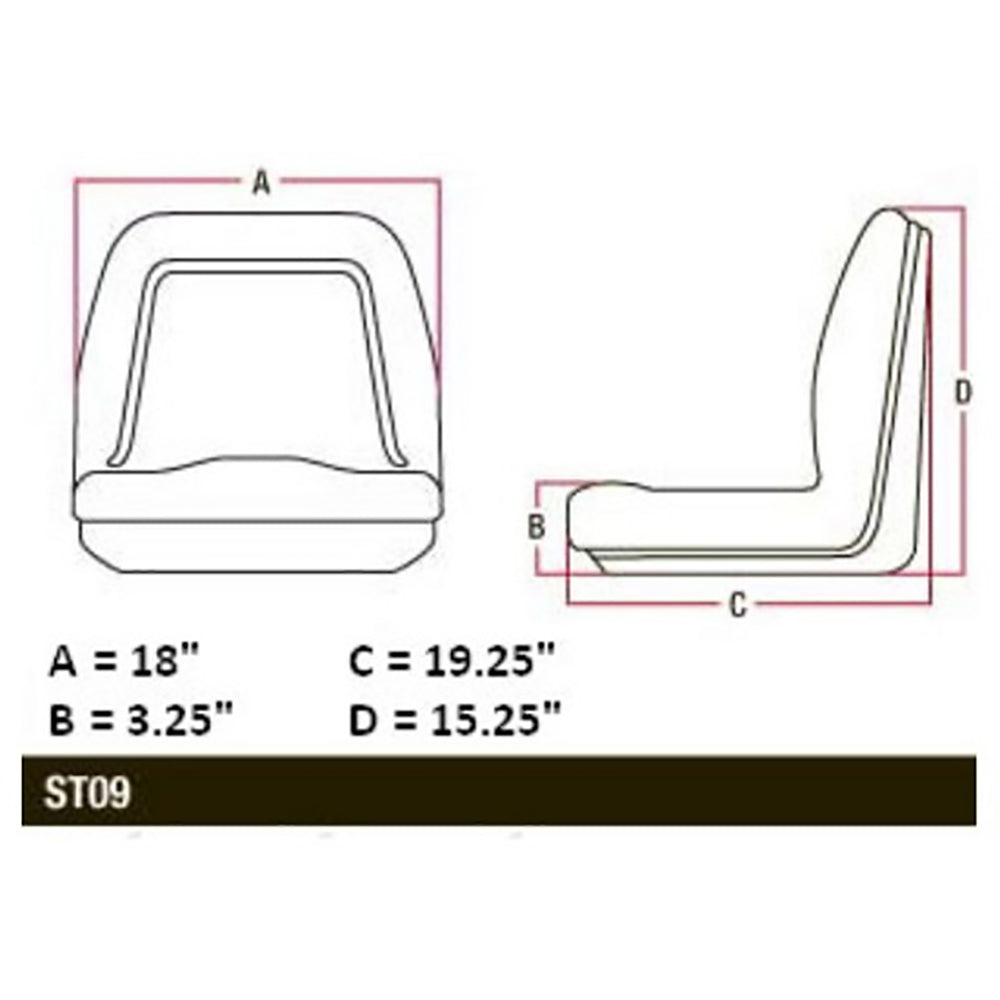 Michigan Style Universal Tractor Seat Fits Kubota Fits Ford Fits Bobcat (Black)