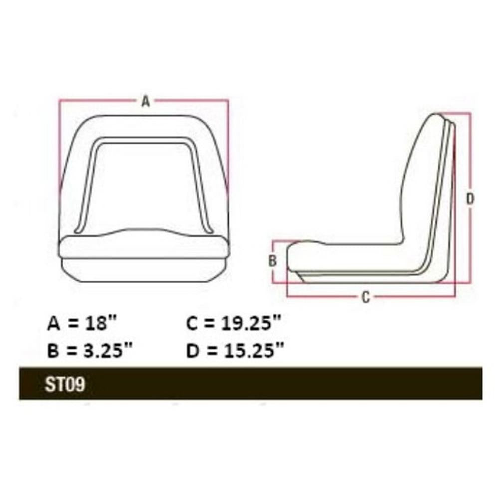 TM333GR Universal High-Back Michigan Style Seat Fits Bobcat Skid Steer