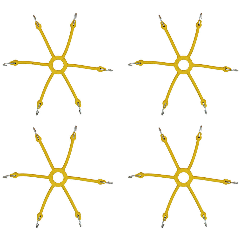 Set of 4 Yellow Tire Chain Adjusters 11"–16" Rims Rubber Spider Tensioners