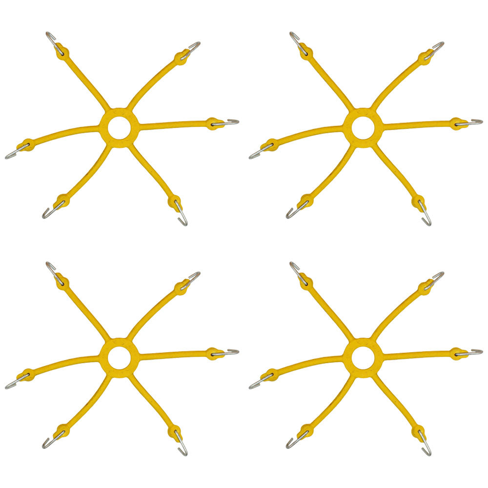 Set of 4 Yellow Tire Chain Adjusters 11"–16" Rims Rubber Spider Tensioners