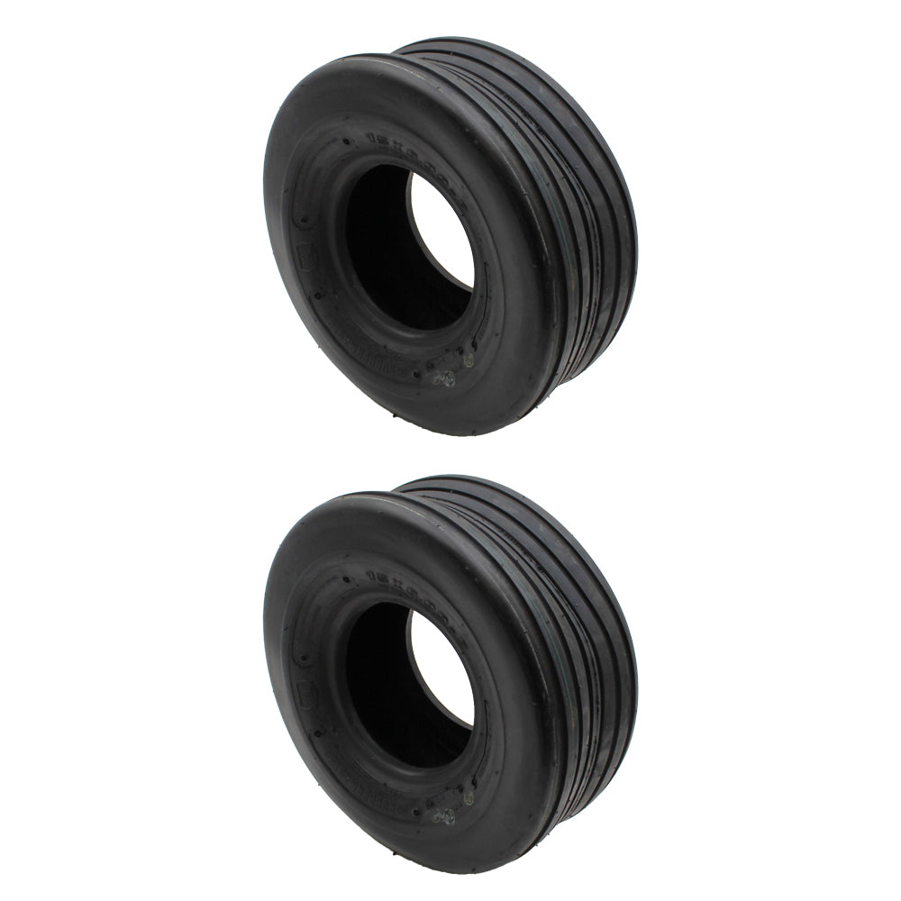 (2) 15x6-6 Smooth Rib Tubeless Tires for Lawn Mowers Tractors Garden Equipment