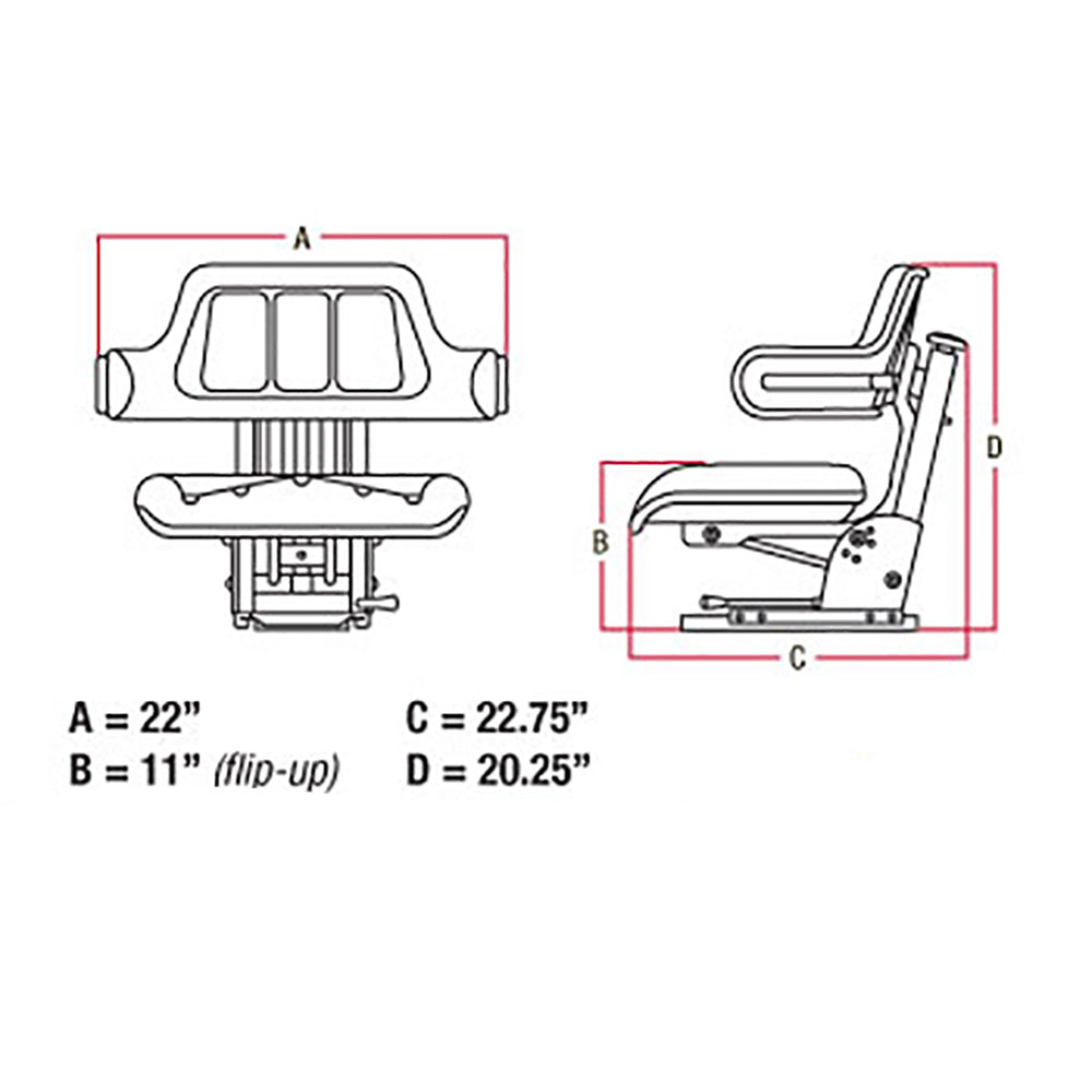 Black Flip-Up Style Seat Fits Universal Products Replaces WF222BL