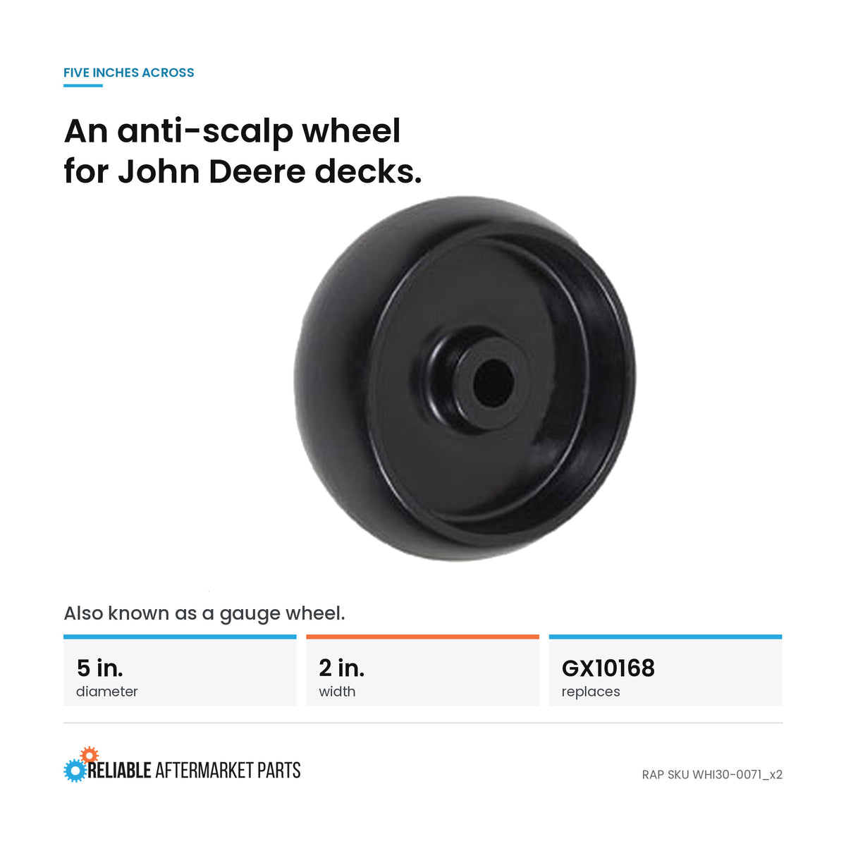 Qty 2: Deck Wheel Fits John Deere Replaces GX10168