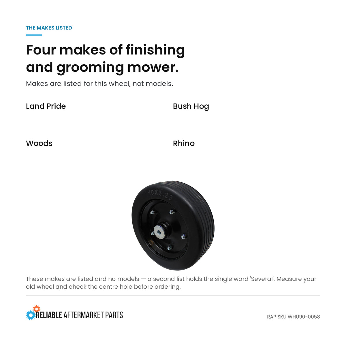 Finish Mower Wheel Fits Universal Replaces 310-017S