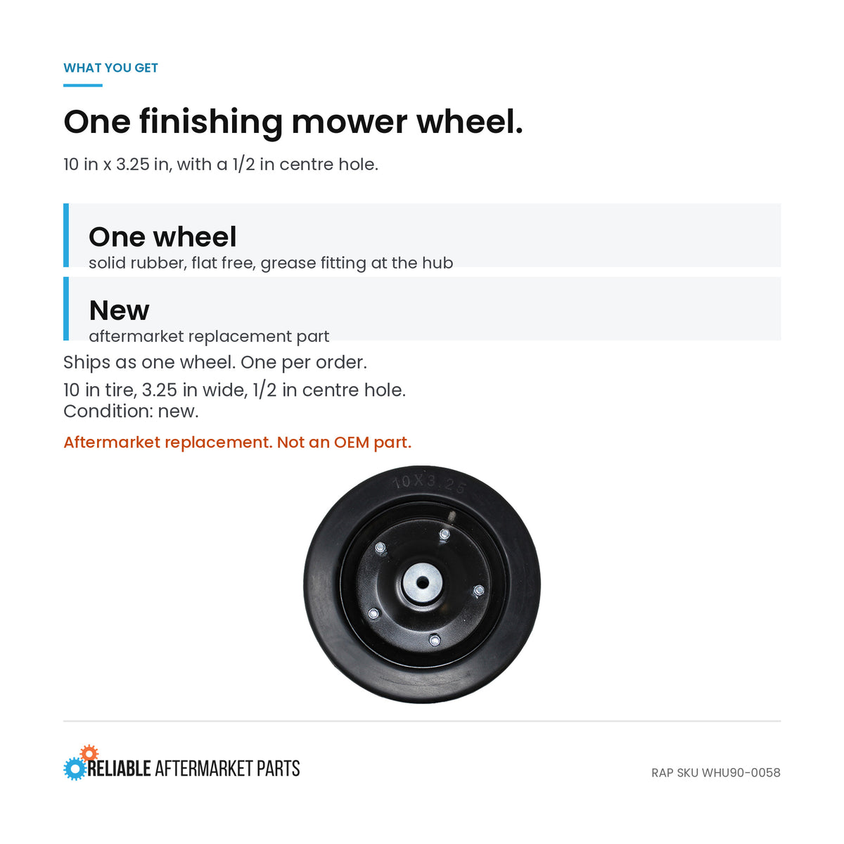 Finish Mower Wheel Fits Universal Replaces 310-017S