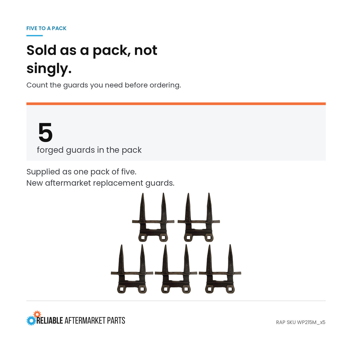 Qty 5: Conditioner Guards Fits Hesston Replaces WP215M_x5